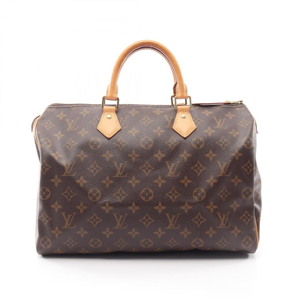 Louis Vuitton Speedy Handbag Canvas Leather Monogram Brown
